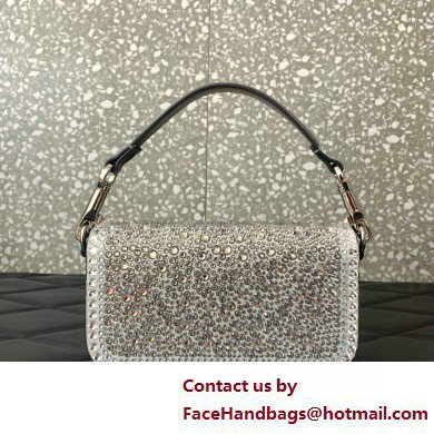 Valentino Garavani Small Loco Rhinestone Shoulder Bag silver 2025