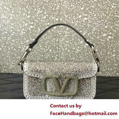 Valentino Garavani Small Loco Rhinestone Shoulder Bag silver 2025