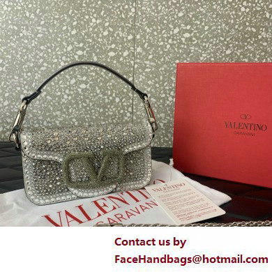 Valentino Garavani Small Loco Rhinestone Shoulder Bag silver 2025