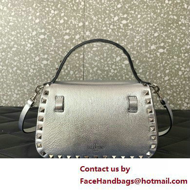 Valentino Garavani Small Rockstud Top Handle Bag silver 2025