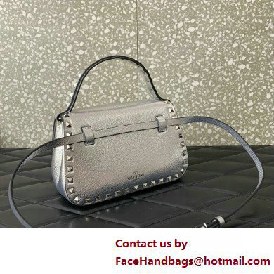 Valentino Garavani Small Rockstud Top Handle Bag silver 2025