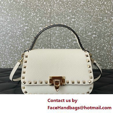 Valentino Garavani Small Rockstud Top Handle Bag white 2025