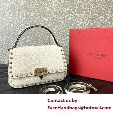 Valentino Garavani Small Rockstud Top Handle Bag white 2025