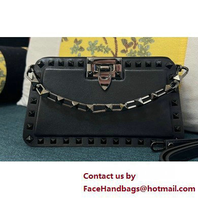 Valentino Rockstud Clutch Bag In Calfskin Black 2025