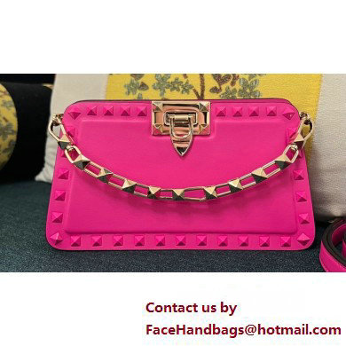 Valentino Rockstud Clutch Bag In Calfskin Fuchsia 2025