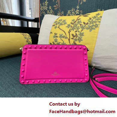 Valentino Rockstud Clutch Bag In Calfskin Fuchsia 2025