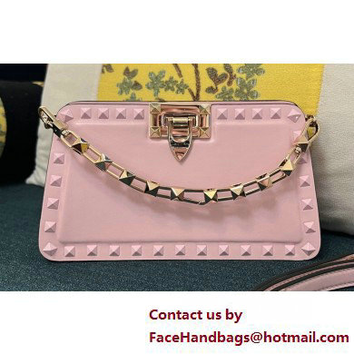 Valentino Rockstud Clutch Bag In Calfskin Pink 2025 - Click Image to Close