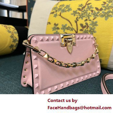 Valentino Rockstud Clutch Bag In Calfskin Pink 2025