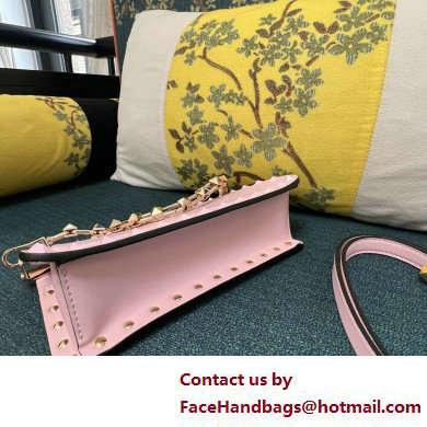 Valentino Rockstud Clutch Bag In Calfskin Pink 2025