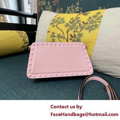 Valentino Rockstud Clutch Bag In Calfskin Pink 2025