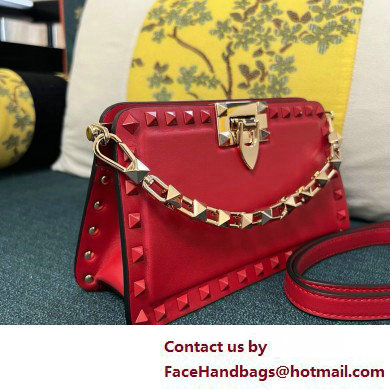 Valentino Rockstud Clutch Bag In Calfskin Red 2025