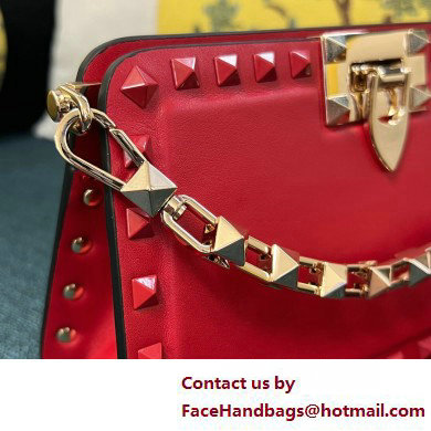 Valentino Rockstud Clutch Bag In Calfskin Red 2025