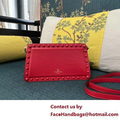 Valentino Rockstud Clutch Bag In Calfskin Red 2025