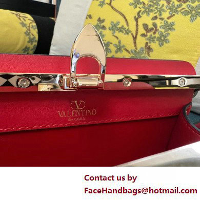 Valentino Rockstud Clutch Bag In Calfskin Red 2025