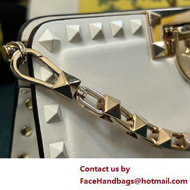 Valentino Rockstud Clutch Bag In Calfskin White 2025