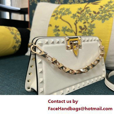 Valentino Rockstud Clutch Bag In Calfskin White 2025