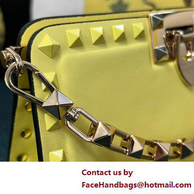 Valentino Rockstud Clutch Bag In Calfskin Yellow 2025