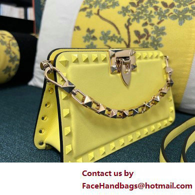 Valentino Rockstud Clutch Bag In Calfskin Yellow 2025