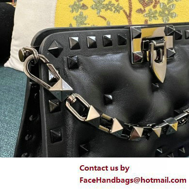 Valentino Rockstud Clutch Bag In Padded Nappa Black 2025