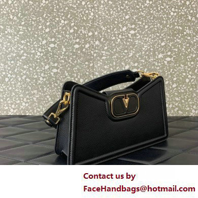 Valentino VLogo Leather shoulder bag in grainy calfskin Black 2025