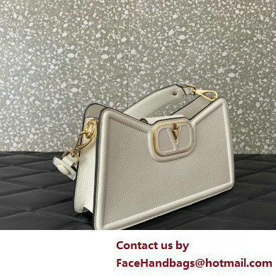 Valentino VLogo Leather shoulder bag in grainy calfskin White 2025