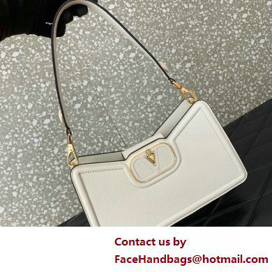 Valentino VLogo Leather shoulder bag in grainy calfskin White 2025