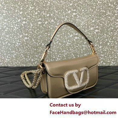 Valentino VLogo Signature Loco Small Shoulder Bag With Jewel Logo BRONZE - Click Image to Close