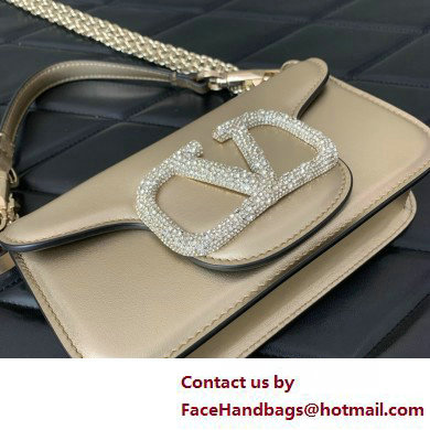 Valentino VLogo Signature Loco Small Shoulder Bag With Jewel Logo BRONZE