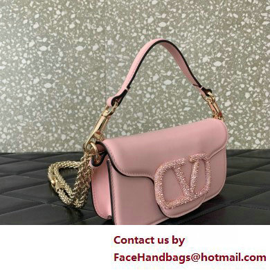 Valentino VLogo Signature Loco Small Shoulder Bag With Jewel Logo PINK