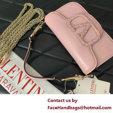 Valentino VLogo Signature Loco Small Shoulder Bag With Jewel Logo PINK