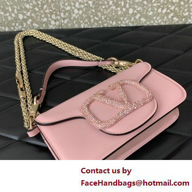 Valentino VLogo Signature Loco Small Shoulder Bag With Jewel Logo PINK