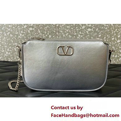 Valentino VLogo Signature mini bag in calfskin leather Silver 2025 - Click Image to Close