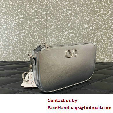 Valentino VLogo Signature mini bag in calfskin leather Silver 2025