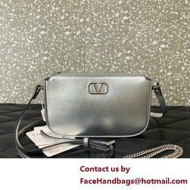 Valentino VLogo Signature mini bag in calfskin leather Silver 2025