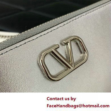 Valentino VLogo Signature mini bag in calfskin leather Silver 2025