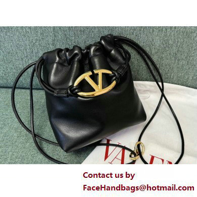 Valentino Vlogo Pouf Nappa Leather Mini Bucket Bag Black 2025