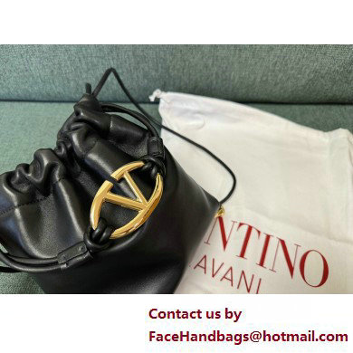 Valentino Vlogo Pouf Nappa Leather Mini Bucket Bag Black 2025