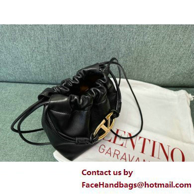 Valentino Vlogo Pouf Nappa Leather Mini Bucket Bag Black 2025