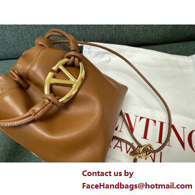 Valentino Vlogo Pouf Nappa Leather Mini Bucket Bag Brown 2025