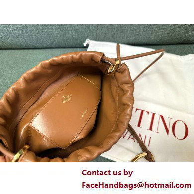 Valentino Vlogo Pouf Nappa Leather Mini Bucket Bag Brown 2025