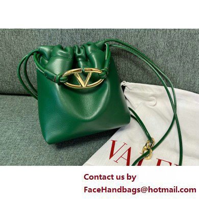 Valentino Vlogo Pouf Nappa Leather Mini Bucket Bag Green 2025