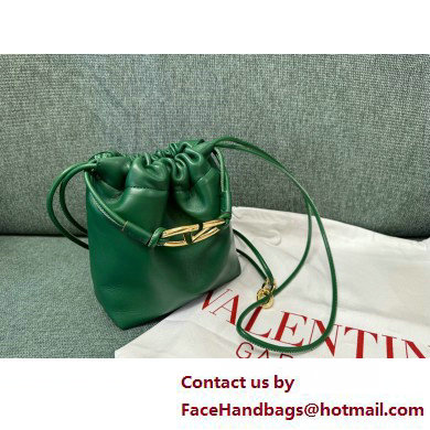 Valentino Vlogo Pouf Nappa Leather Mini Bucket Bag Green 2025