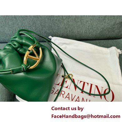 Valentino Vlogo Pouf Nappa Leather Mini Bucket Bag Green 2025