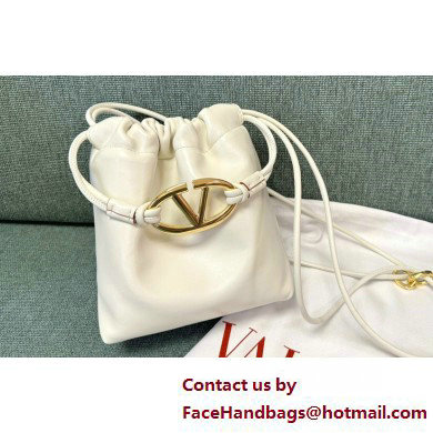 Valentino Vlogo Pouf Nappa Leather Mini Bucket Bag White 2025