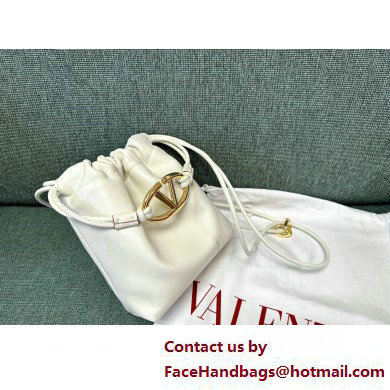 Valentino Vlogo Pouf Nappa Leather Mini Bucket Bag White 2025