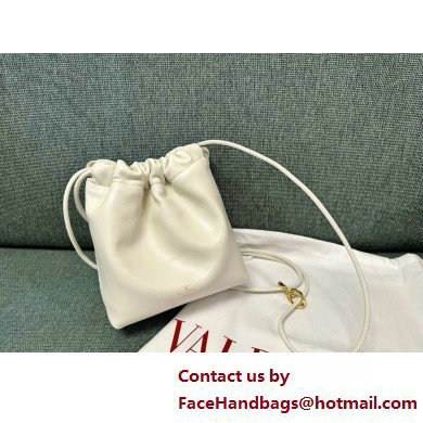 Valentino Vlogo Pouf Nappa Leather Mini Bucket Bag White 2025