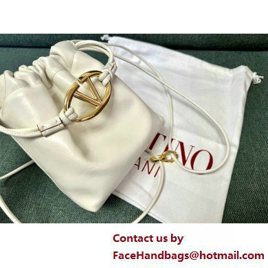 Valentino Vlogo Pouf Nappa Leather Mini Bucket Bag White 2025