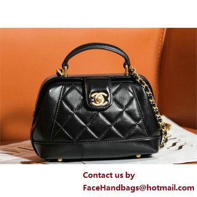 chanel Shiny Lambskin Mini Bag with Top Handle AS4958 black 2025 - Click Image to Close