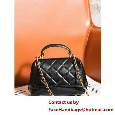 chanel Shiny Lambskin Mini Bag with Top Handle AS4958 black 2025