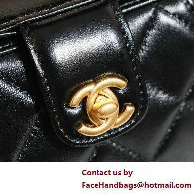 chanel Shiny Lambskin Mini Bag with Top Handle AS4958 black 2025